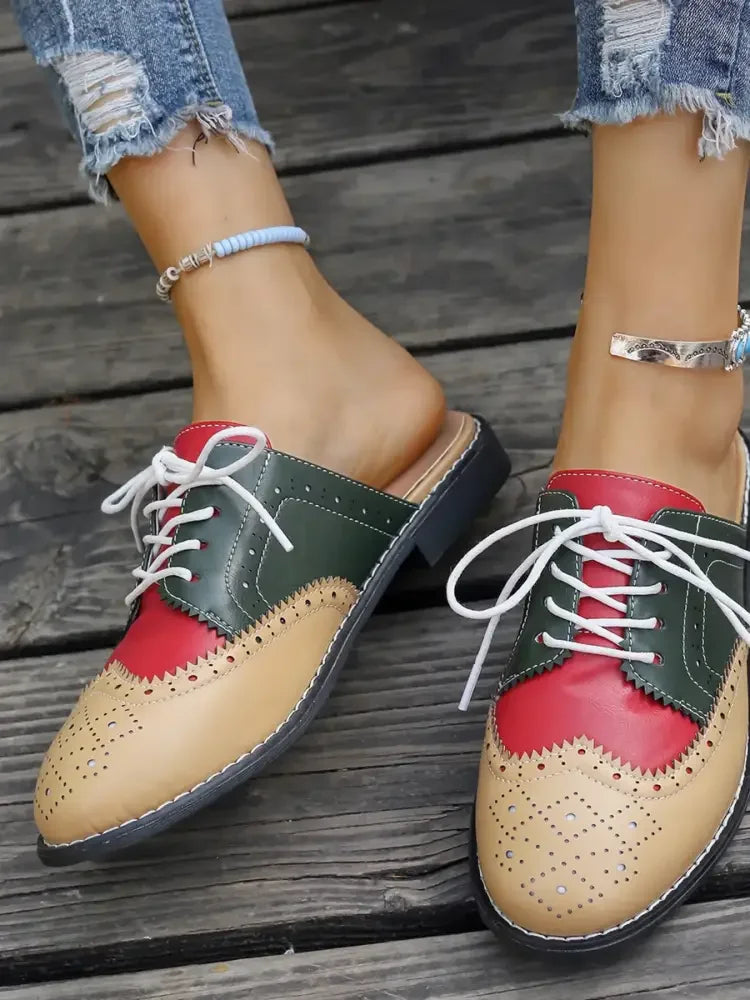Eyelet Lace Up Slip-Ons