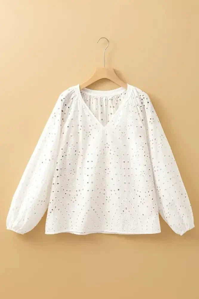 Eyelet V - Neck Long Sleeve Blouse - Update AvenueTrendsi100100095937864100100095937864bb381f74 - df02 - 4602 - 8cf3 - 1c5309d1b7bd - MaxWhite