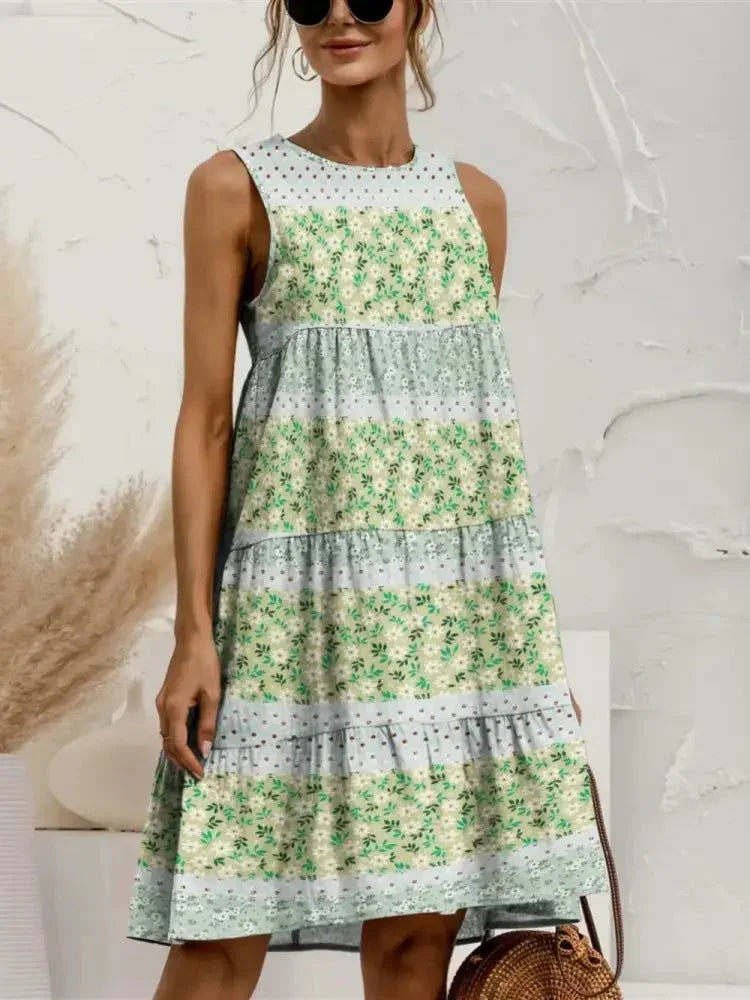 FAM - FAM Tiered Printed Round Neck Sleeveless Dress - Update AvenueEffortless Elegance: DressesTrendsi10010052016594010010052016594063c33174 - 9f22 - 4d18 - b553 - cdebeaf7c60b - MaxLight Green