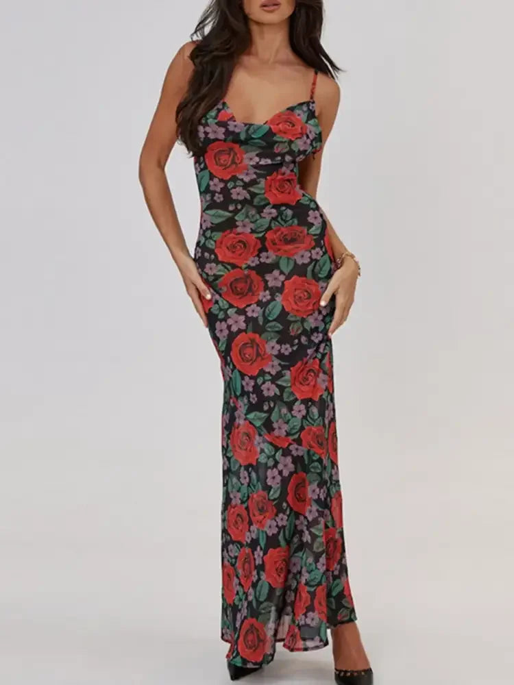 Floral Print Bodycon Maxi Dress
