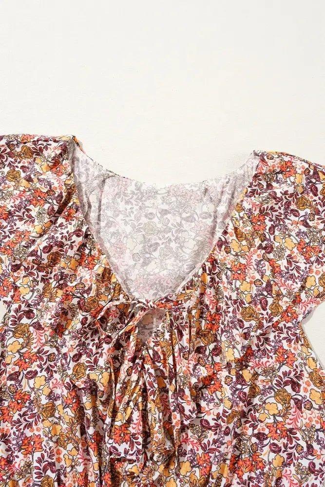 Floral Print Knot V Neck Ruffled Sleeve Blouse - Update AvenueBoho VibesTrendsi1001007305608241001007305608242633e05d - 9bfb - 40e8 - bcef - 7664bbae9458 - Max - OriginFloral