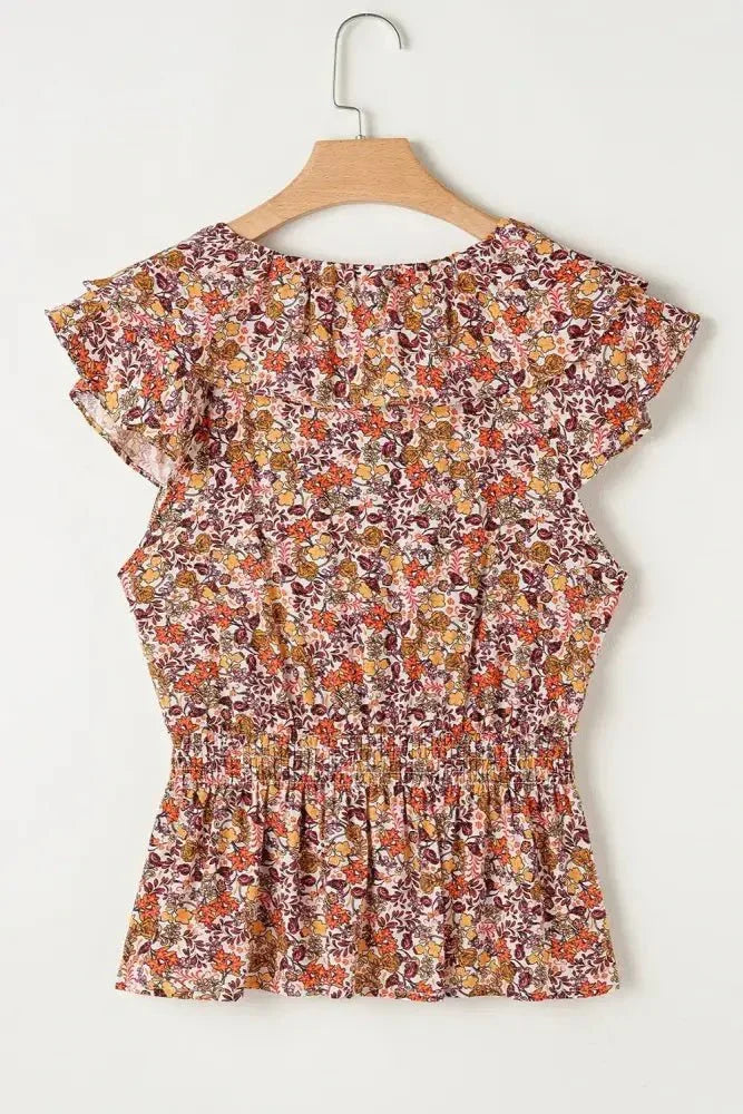 Floral Print Knot V Neck Ruffled Sleeve Blouse - Update AvenueBoho VibesTrendsi100100730560824100100730560824e6ddb56a - 0d17 - 4822 - 977a - cfca2362d07d - Max - OriginFloral