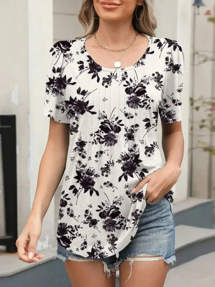 Floral Round Neck Short Sleeve Top - Update AvenueT-ShirtsTrendsi10010060184097110010060184097101a13d20 - 9f11 - 4441 - 8317 - cc2401b84850 - Max - OriginWhite