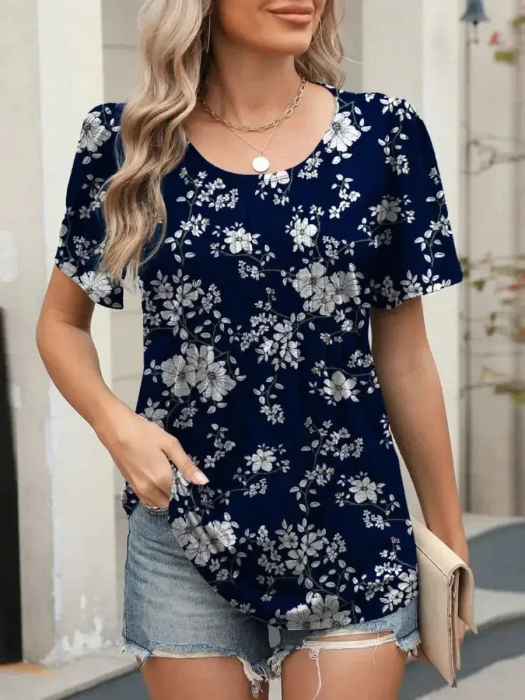 Floral Round Neck Short Sleeve Top - Update AvenueT-ShirtsTrendsi1001006018415171001006018415172d23f682 - ade4 - 4ade - 9695 - 5b0ea837473b - Max - OriginDark Blue