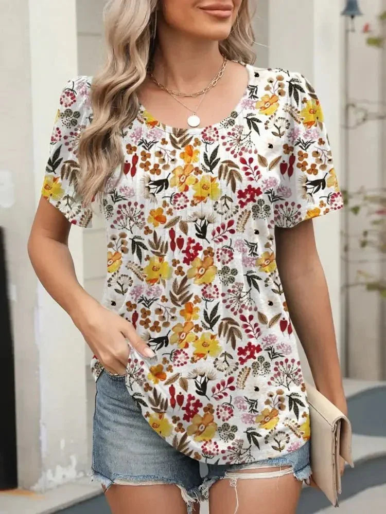 Floral Round Neck Short Sleeve Top - Update AvenueT-ShirtsTrendsi100100601845741100100601845741d6c94ae4 - 07d9 - 4f88 - bd96 - adb772b3fe7a - Max - OriginFloral