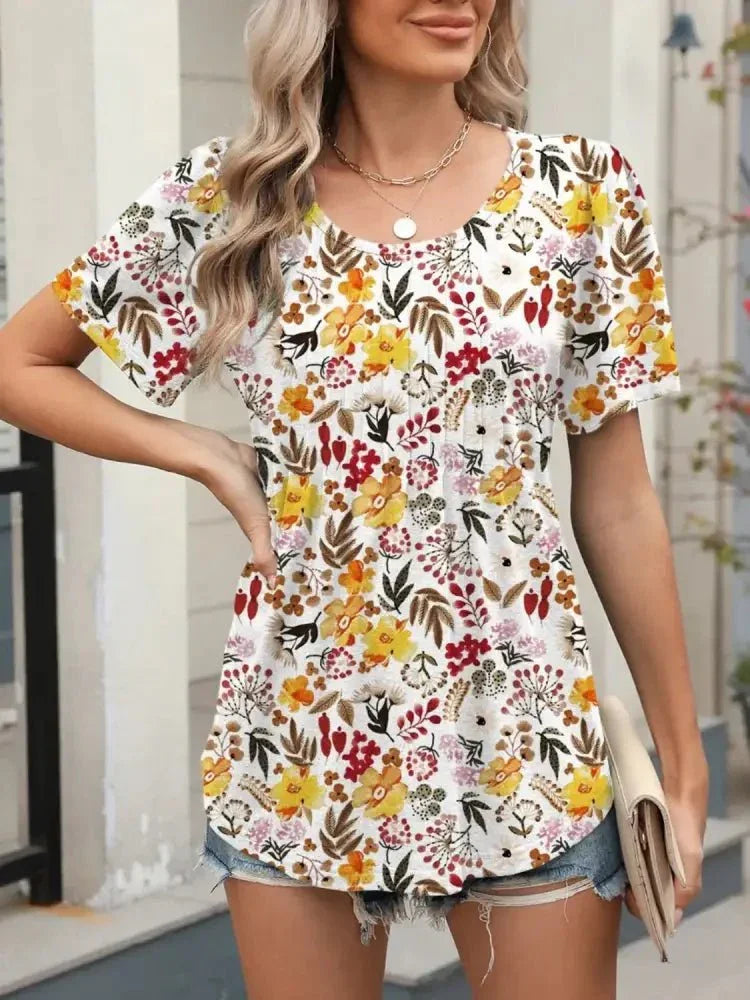 Floral Round Neck Short Sleeve Top - Update AvenueT-ShirtsTrendsi100100601845741100100601845741731d9d96 - 286c - 4921 - 9a76 - 24cf84c83a12 - Max - OriginFloral