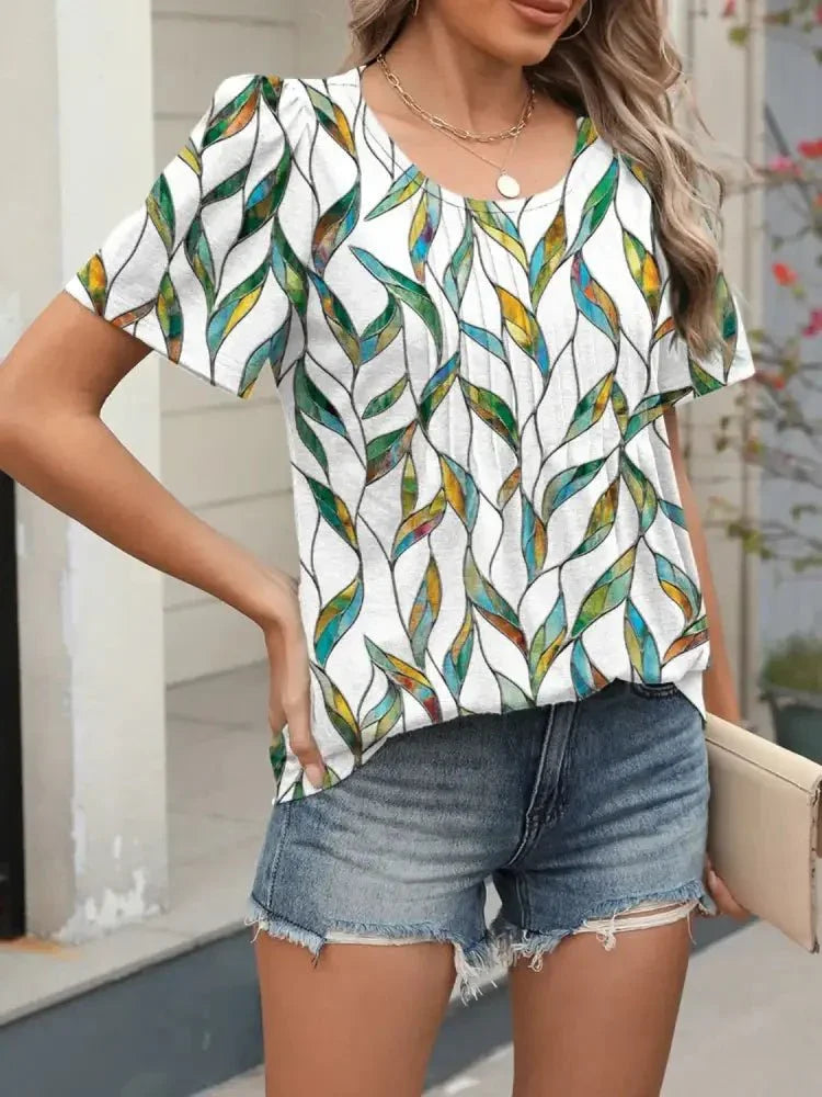 Floral Round Neck Short Sleeve Top - Update AvenueT-ShirtsTrendsi100100601849045100100601849045447a4768 - 558f - 44e4 - 96ca - 2a6ba1fe5f1a - Max - OriginGreen