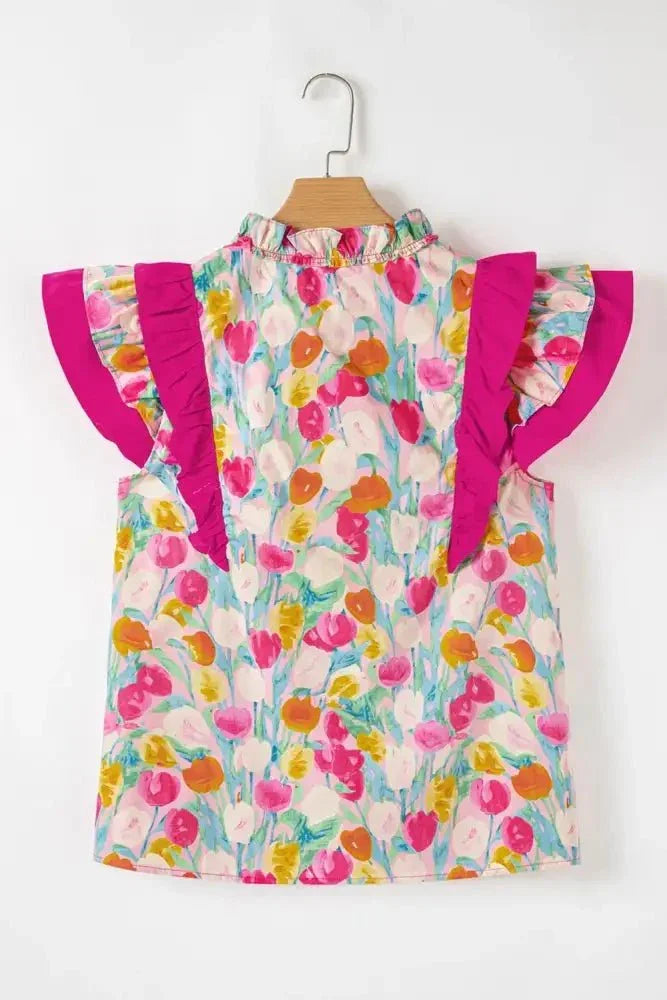 Floral Ruffle Layered Sleeve Blouse - Update AvenueTrendsi1001001036914791001001036914790c84f894 - f87c - 4fd5 - 8205 - 86973cc3ed07 - Max - OriginHot Pink