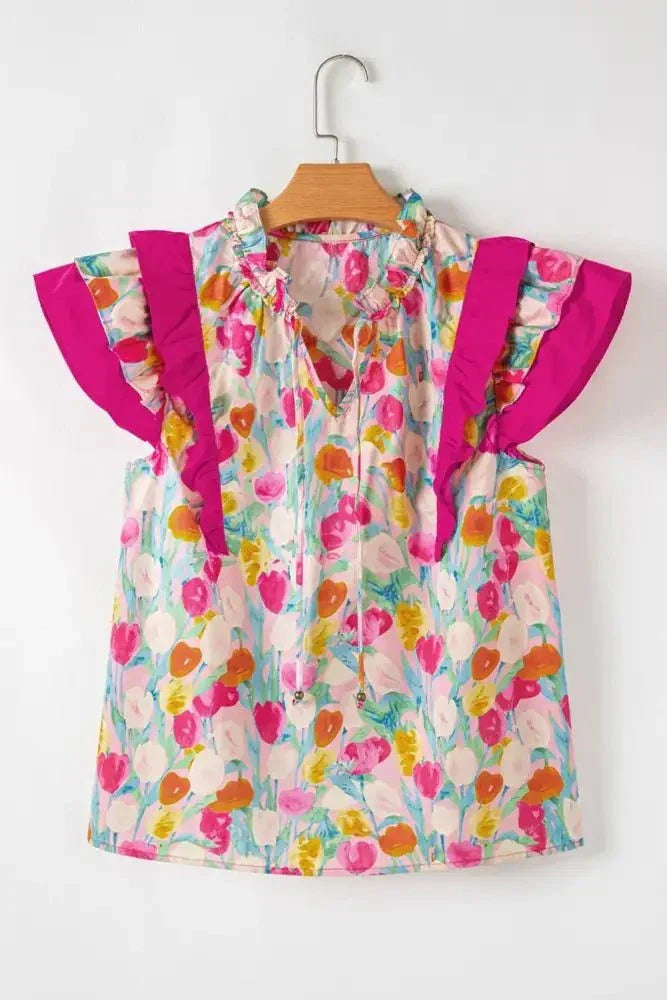 Floral Ruffle Layered Sleeve Blouse - Update AvenueTrendsi10010010369147910010010369147908f4d009 - 57fd - 48e5 - 9374 - 33c80f035d51 - Max - OriginHot Pink