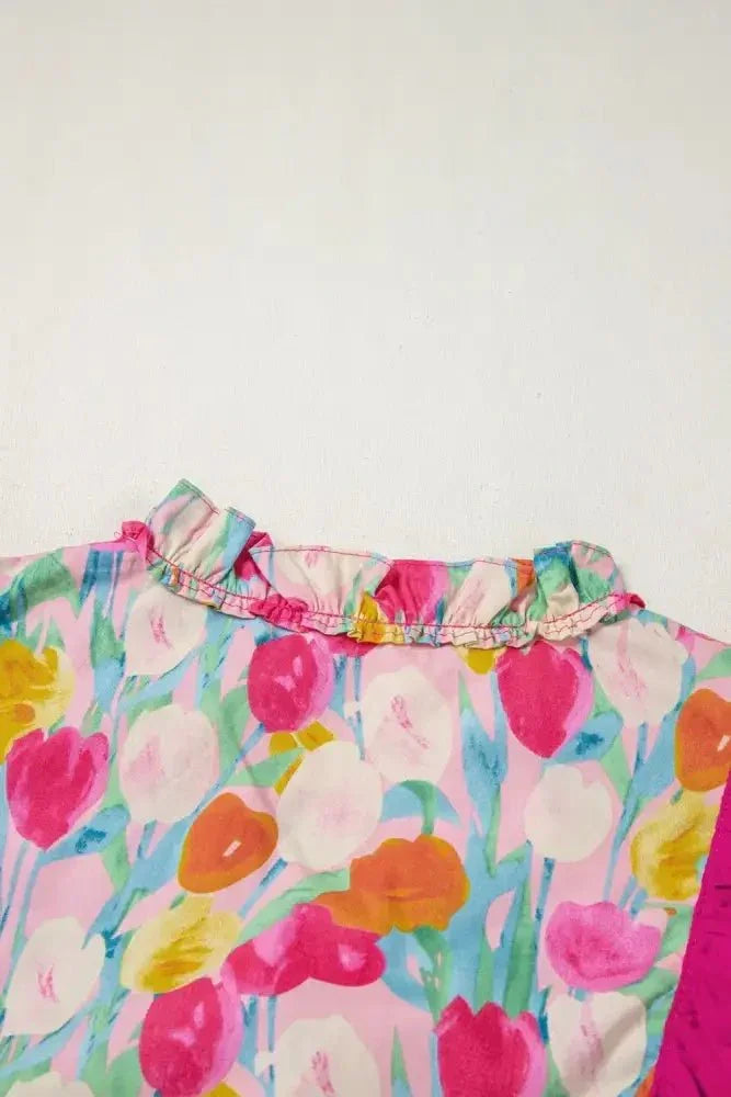 Floral Ruffle Layered Sleeve Blouse - Update AvenueTrendsi100100103691479100100103691479cd577186 - 5d9f - 4bbf - bb8e - f9c981954a21 - Max - OriginHot Pink