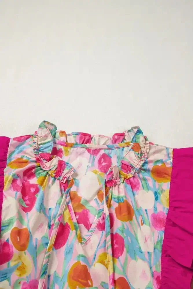 Floral Ruffle Layered Sleeve Blouse - Update AvenueTrendsi1001001036914791001001036914794896e9cc - 9e36 - 4949 - 9205 - 5c603a4d0cd1 - Max - OriginHot Pink