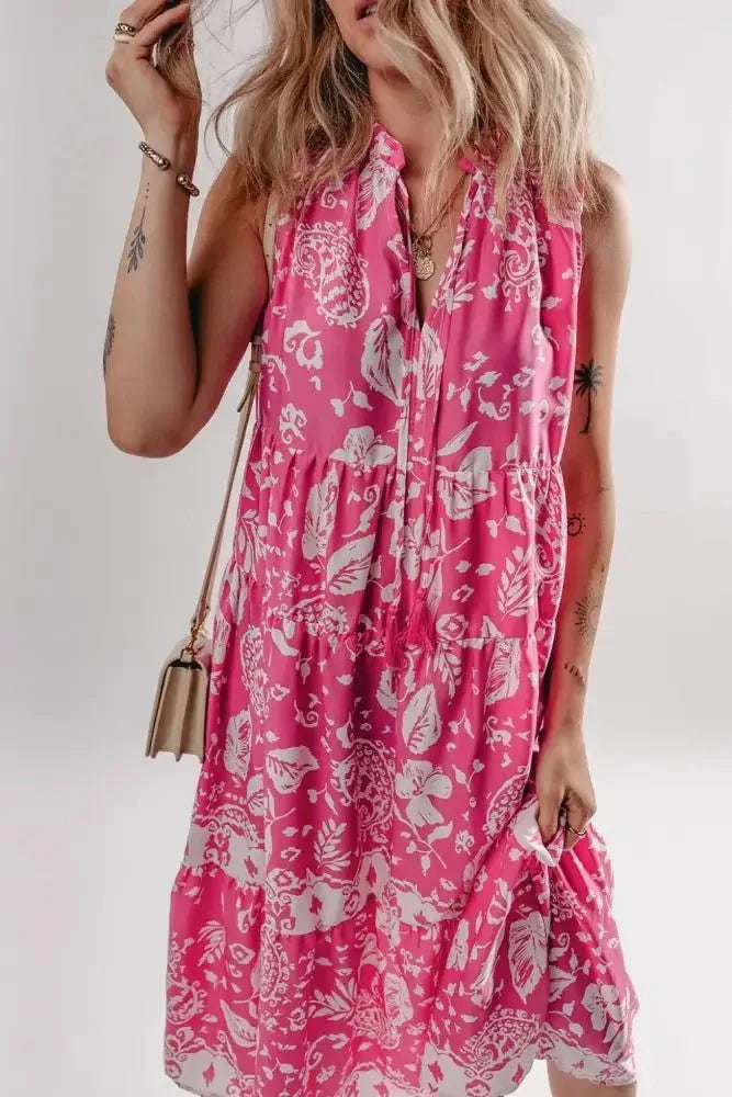 Floral Sleeveless Tasseled Tie Neck Tiered Midi Dress - Update AvenueBoho VibesTrendsi100100894395835100100894395835bd0a47d1 - c572 - 42e6 - bc77 - 4b437b942a00 - MaxHot Pink