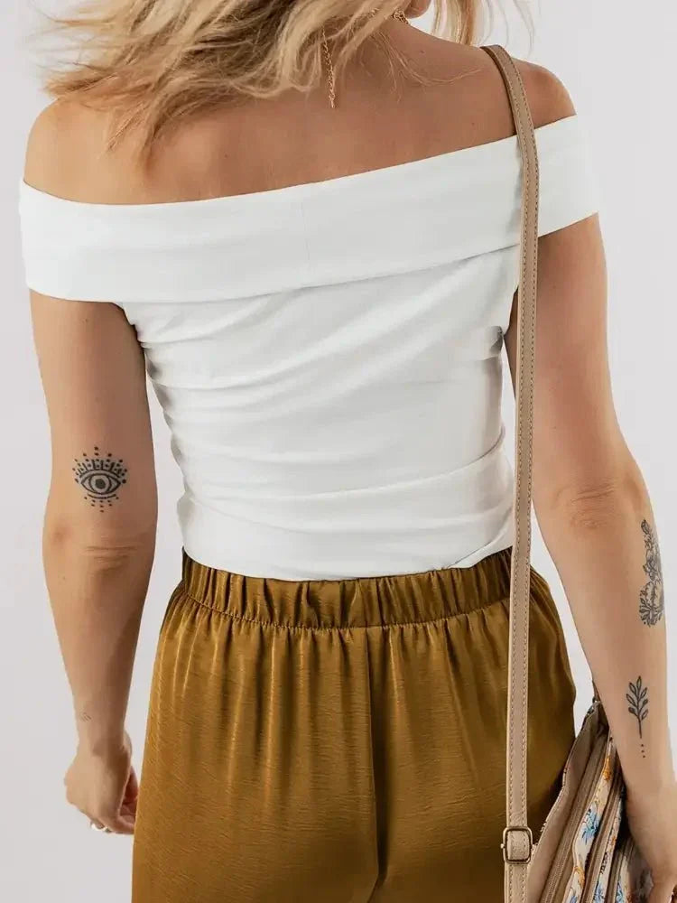 Folded Off Shoulder Slim Top - Update AvenueT-ShirtsTrendsi100100961315837100100961315837ef2efbb136d34b4689d4b380a62aa084 - Max - OriginWhite