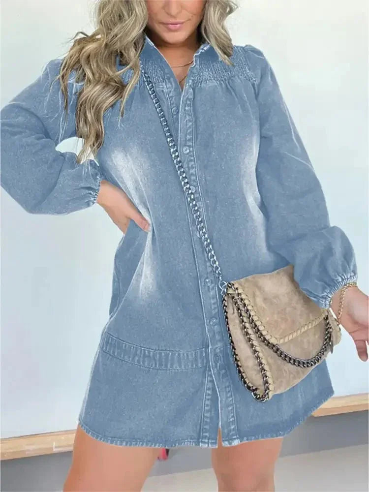 Full Size Button Front Long Sleeve Denim Dress Plus Size - Update AvenueDenim Dresses & SkirtsTrendsi100100650511148100100650511148abaccb727654432aab7533c72bccb317 - Max - OriginBlue