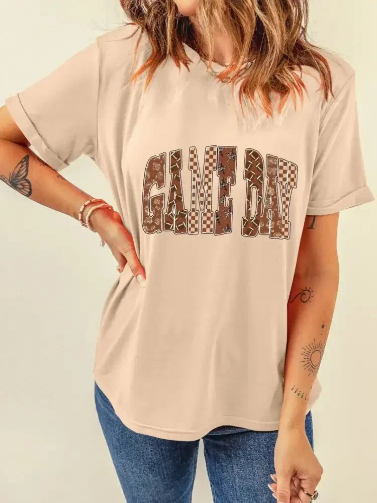 Full Size GAME DAY Checkered Letter Graphic T Shirt Plus Size - Update AvenueT-ShirtsTrendsi100100191264202100100191264202b11f0791e8e84ed2a73a51e8c5c8800d - Max - OriginTan