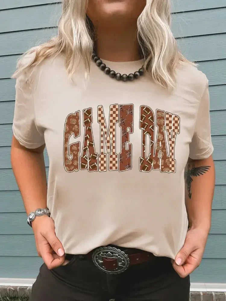 Full Size GAME DAY Checkered Letter Graphic T Shirt Plus Size - Update AvenueT-ShirtsTrendsi100100191264202100100191264202973940ec105f47fe862ee40910aa63fd - Max - OriginTan