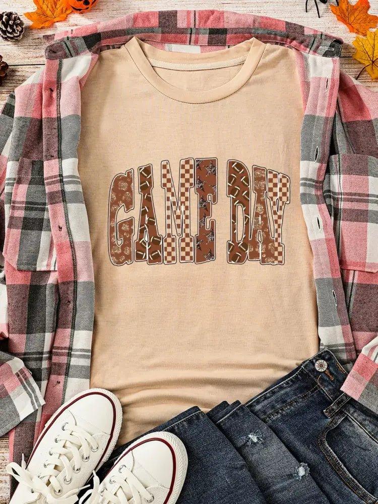 Full Size GAME DAY Checkered Letter Graphic T Shirt Plus Size - Update AvenueT-ShirtsTrendsi100100191264202100100191264202940ed9ed3d114a0faf0076f8f86d0fec - Max - OriginTan