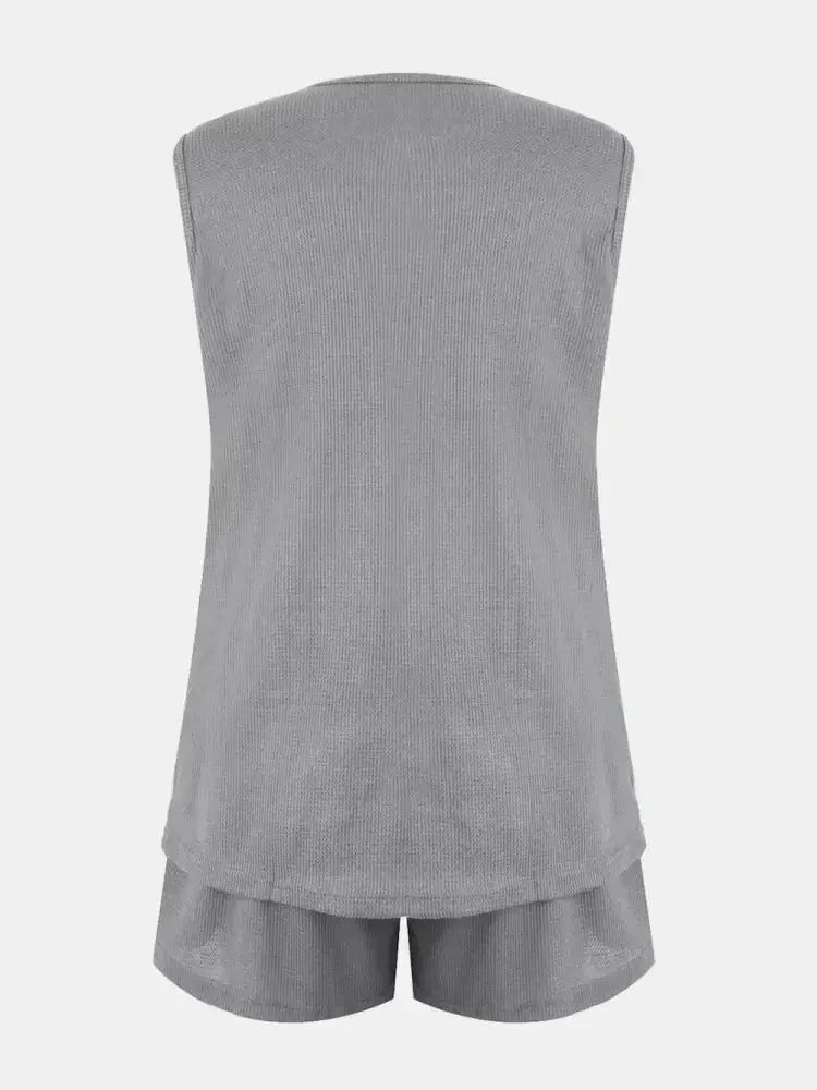 Full Size Waffle - Knit Notched Top and Shorts Set - Update AvenueVacation StyleTrendsi1001009920325261001009920325264f623334 - 26ed - 4dbb - 890a - 6d7fc9ffba4d - MaxGray