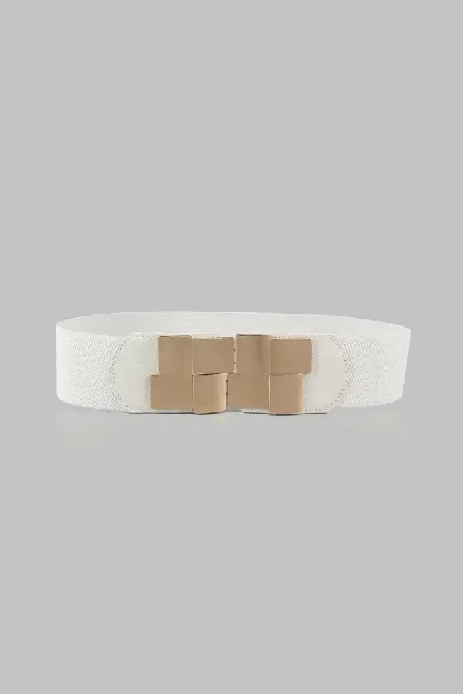 Geometric Buckle Elastic Wide Belt - Update AvenueTrendsi100100162067361100100162067361Geometric Buckle Elastic Wide BeltWhite