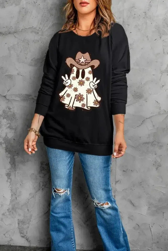 Ghost Round Neck Long Sleeve Sweatshirt - Update AvenueHalloweenTrendsi100100487881509100100487881509d03f3511 - e863 - 41f2 - 9554 - 6535a1e769a6 - MaxBlack