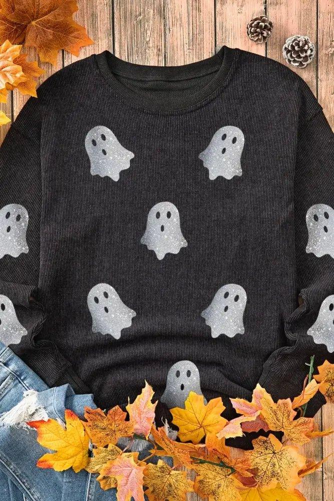 Glitter Ghost Round Neck Long Sleeve Sweatshirt - Update AvenueHalloweenTrendsi1001005857811851001005857811853823cdd1 - 81bb - 495e - ba6b - 50fb6c3be554 - MaxBlack