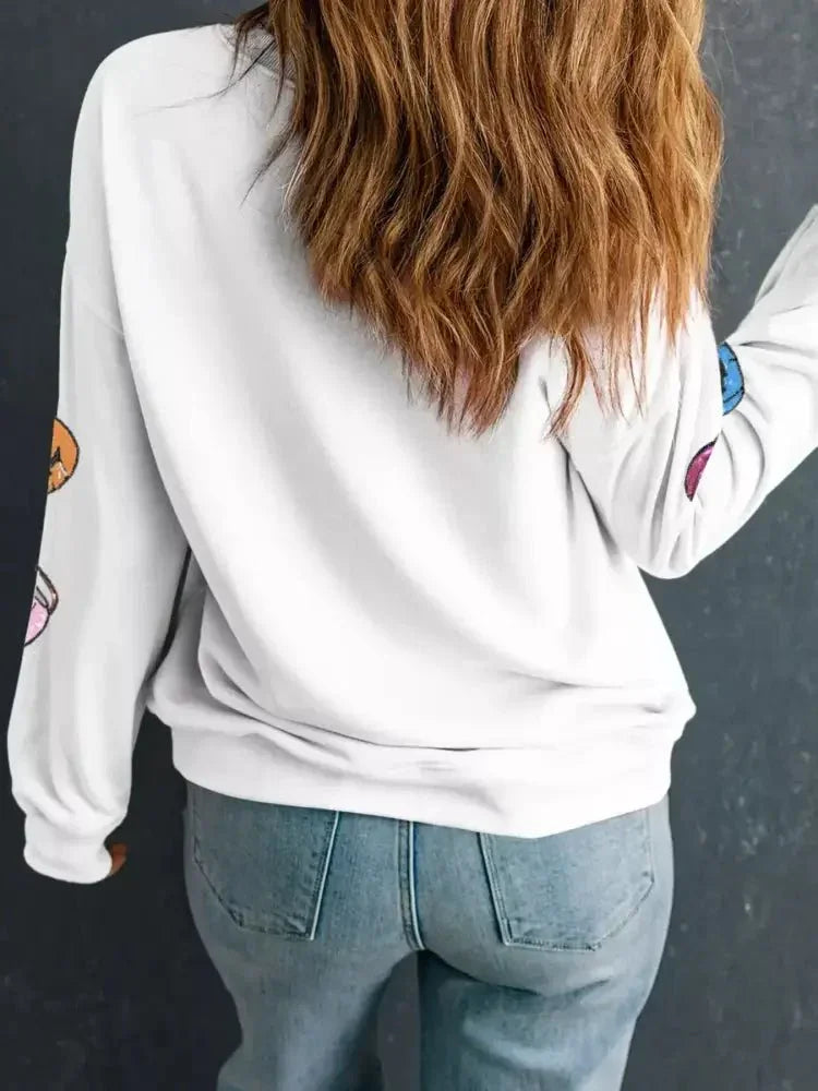Halloween Pumpkin Lantern Sequin Patched Sweatshirt - Update AvenueHalloweenTrendsi1001009061318971001009061318971ec62a53edfb42a9aee051f28e0ce7be - Max - OriginWhite