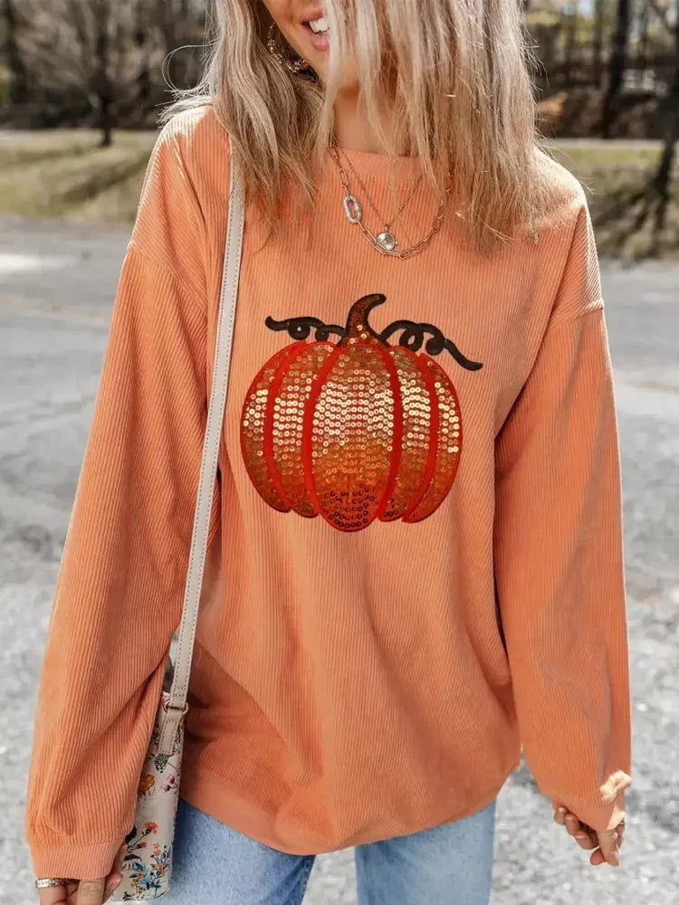 Halloween Sequined Pumpkin Ribbed Round Neck Sweatshirt - Update AvenueHalloweenTrendsi10010071288538610010071288538694e77d61 - ac83 - 48c7 - 9ee3 - 05987b5a6897 - Max - OriginTangerine