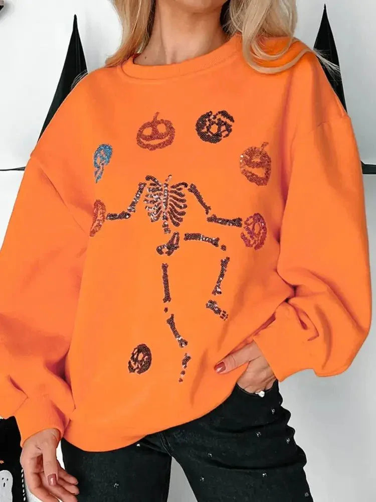 Halloween Skeleton Pumpkin Sweatshirt - Update AvenueHalloweenTrendsi100100663941510100100663941510b32a17621d49472183bc0d29fd17bd69 - Max - OriginOrange