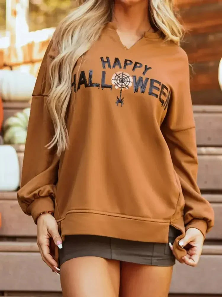 Happy Halloween Graphic Notched Long Sleeve Loose Top - Update AvenueHalloweenTrendsi1001001016115971001001016115978cf3369d77bb471ab173638e80e0c4ec - Max - OriginTerracotta