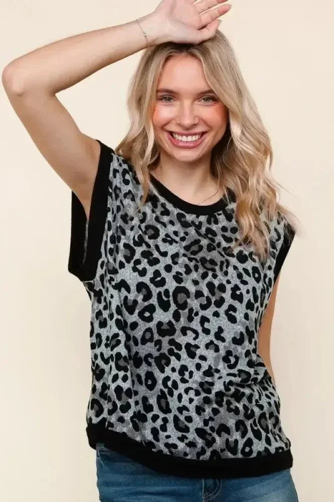Haptics Leopard Print Dolman Cap Sleeve Knit Top - Update AvenueT-ShirtsTrendsi1001008609518241001008609518241de2fdcdaf7c4e7e8d491c14ed3f7386 - Max - OriginGrey/Black