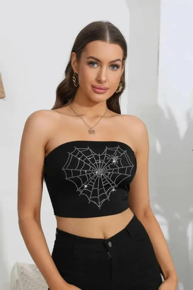 Heart Spider Web Graphic Tube Top - Update AvenueHalloweenTrendsi10010166277295710010166277295762519e6b9d8948258d80699073fe3d53 - MaxBlack