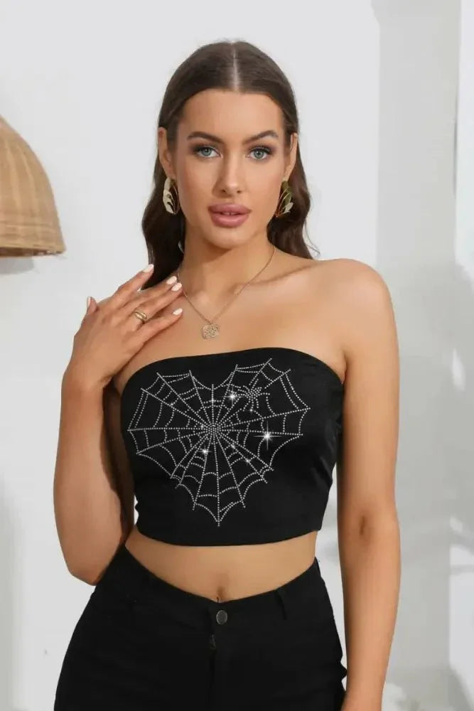 Heart Spider Web Graphic Tube Top - Update AvenueHalloweenTrendsi100101662772957100101662772957d7fad2d6aa024d48a26e065bbaaa0288 - MaxBlack