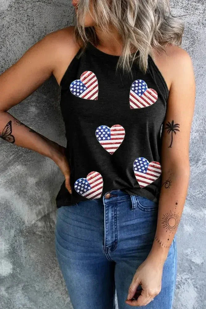 Heart US Flag Round Neck Grecian Neck Tank - Update AvenueHonor the Stars and StripesTrendsi1001006337818271001006337818275a5ee227 - 29d0 - 4c48 - a82e - 2432228c4d0a - MaxBlack