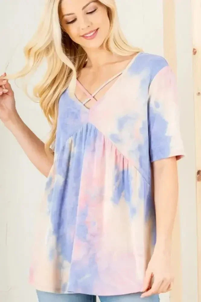 Heimish Full Size Crisscross Tie Dye Babydoll Top Plus Size - Update AvenueVacation StyleTrendsi100100615151851100100615151851fb1ecf49 - f640 - 4cd2 - 9488 - c3a85a7cd37c - MaxBlue/Pink