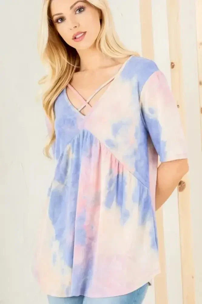 Heimish Full Size Crisscross Tie Dye Babydoll Top Plus Size - Update AvenueVacation StyleTrendsi10010061515185110010061515185168e94d9d - dfed - 4f70 - 9618 - ac32c35ddef3 - MaxBlue/Pink
