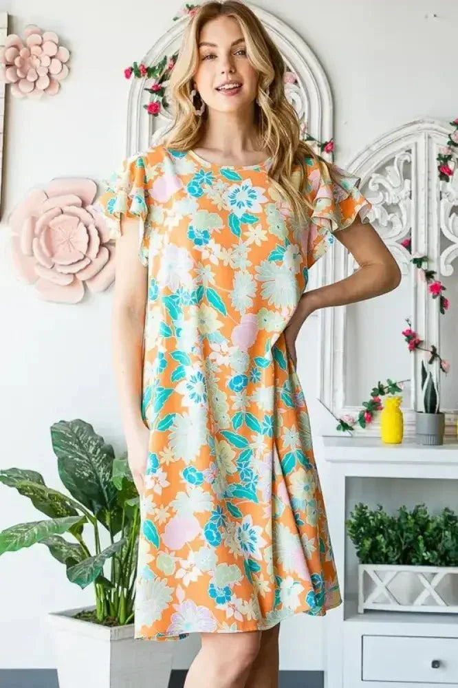Heimish Full Size Ruffled Short Sleeve Floral Mini Dress Plus Size - Update AvenueVacation StyleTrendsi10010052943133810010052943133885bbb2d3 - fcb4 - 40fe - b954 - c45ab636f4ee - MaxOrange