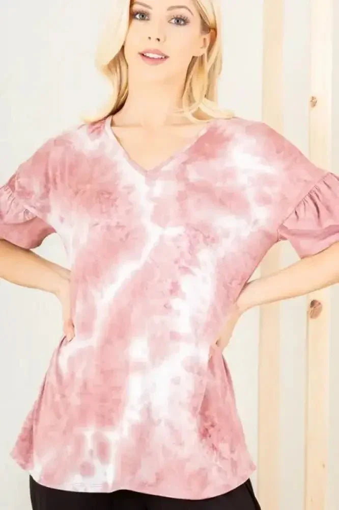 Heimish Full Size Ruffled Sleeve Tie Dye Top Plus Size - Update AvenueVacation StyleTrendsi100100724121218100100724121218895f8386 - c656 - 4a10 - 9bba - 3a2b8a263ead - MaxMauve/Ivory