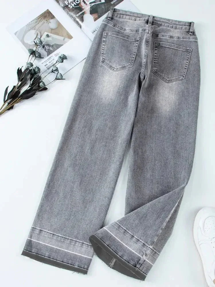 High Waist Wide Leg Washed Jeans - Update AvenueDaily EssentialsTrendsi100100441599144100100441599144392684b89ec84345b045de30adfd4ca2 - Max - OriginDark Gray