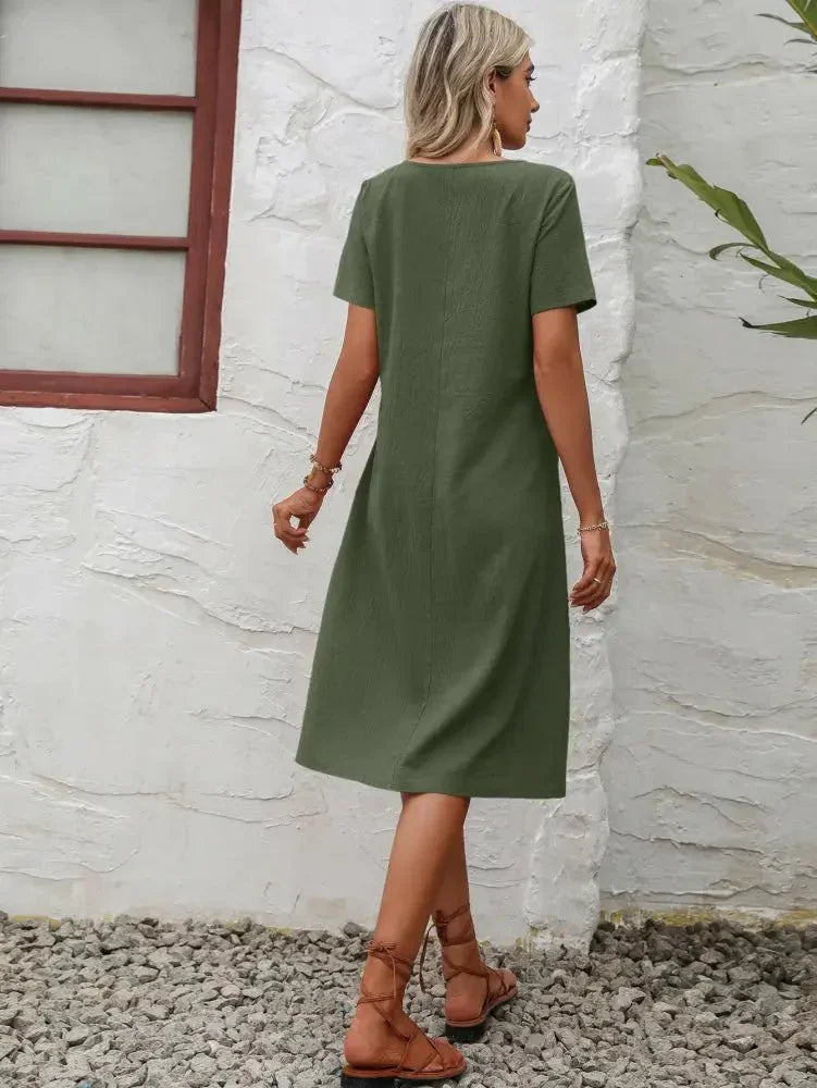 Ivy Lane Round Neck Short Sleeve Dress with Pockets - Update AvenueTrendsi10010073877022110010073877022175ad97b1ff564f459c79dcfb0f2e967b - MaxMatcha Green