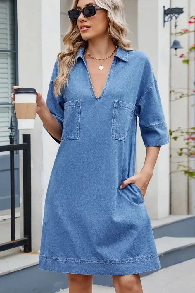 Johnny Collar Half Sleeve Denim Dress - Update AvenueVacation StyleTrendsi10010024262132710010024262132711cdbbe8 - cbca - 43fe - b71c - 9ba755302758 - MaxDark