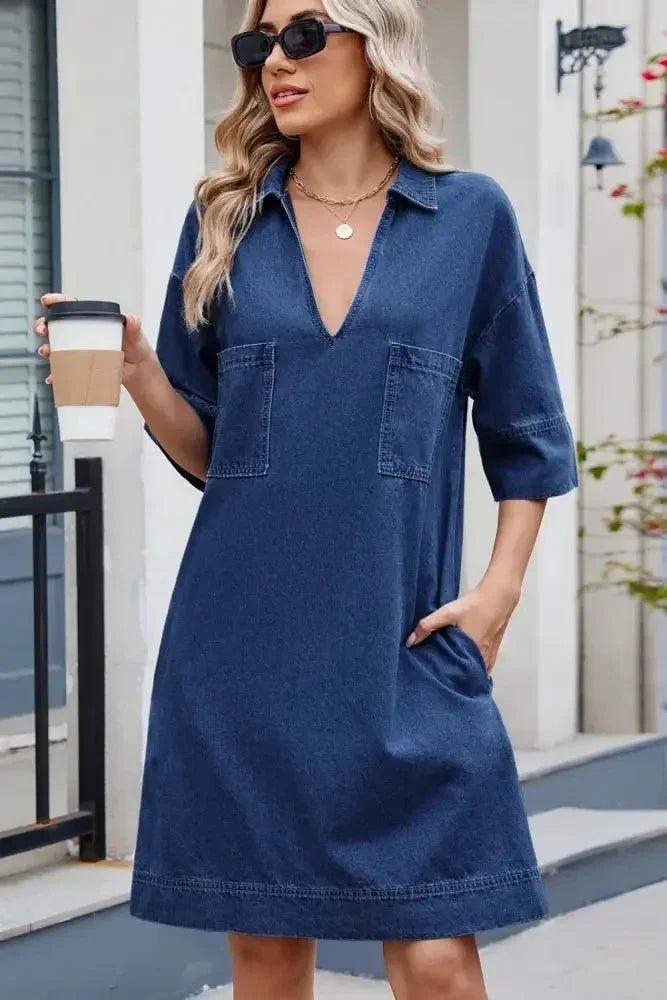 Johnny Collar Half Sleeve Denim Dress - Update AvenueVacation StyleTrendsi10010024262132710010024262132777f61543 - 5e28 - 4ebb - b614 - 3fcdde2eb5dc - MaxDark