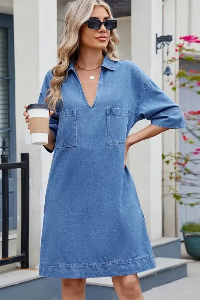 Johnny Collar Half Sleeve Denim Dress - Update AvenueVacation StyleTrendsi100100242629716100100242629716c905baab - 96a4 - 4bba - 947e - 5744bdf9f8ff - MaxMedium