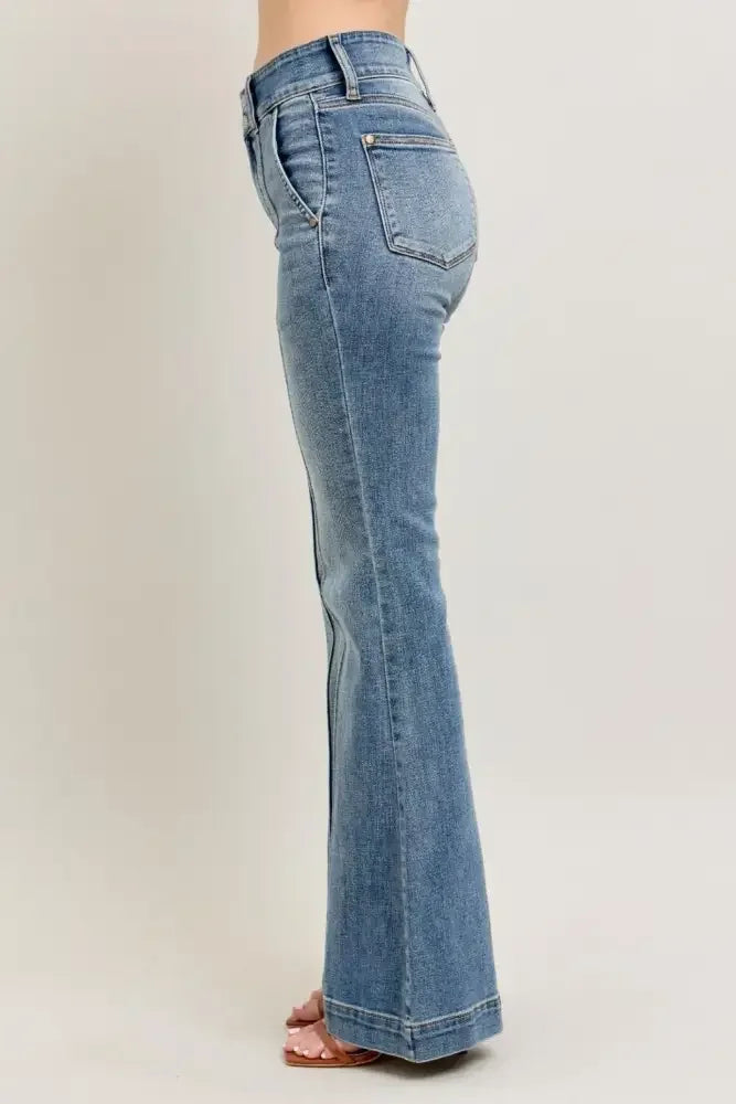 Judy Blue Full Size High-Waist Flare Denim Jeans with Front Seam Detail Plus Size