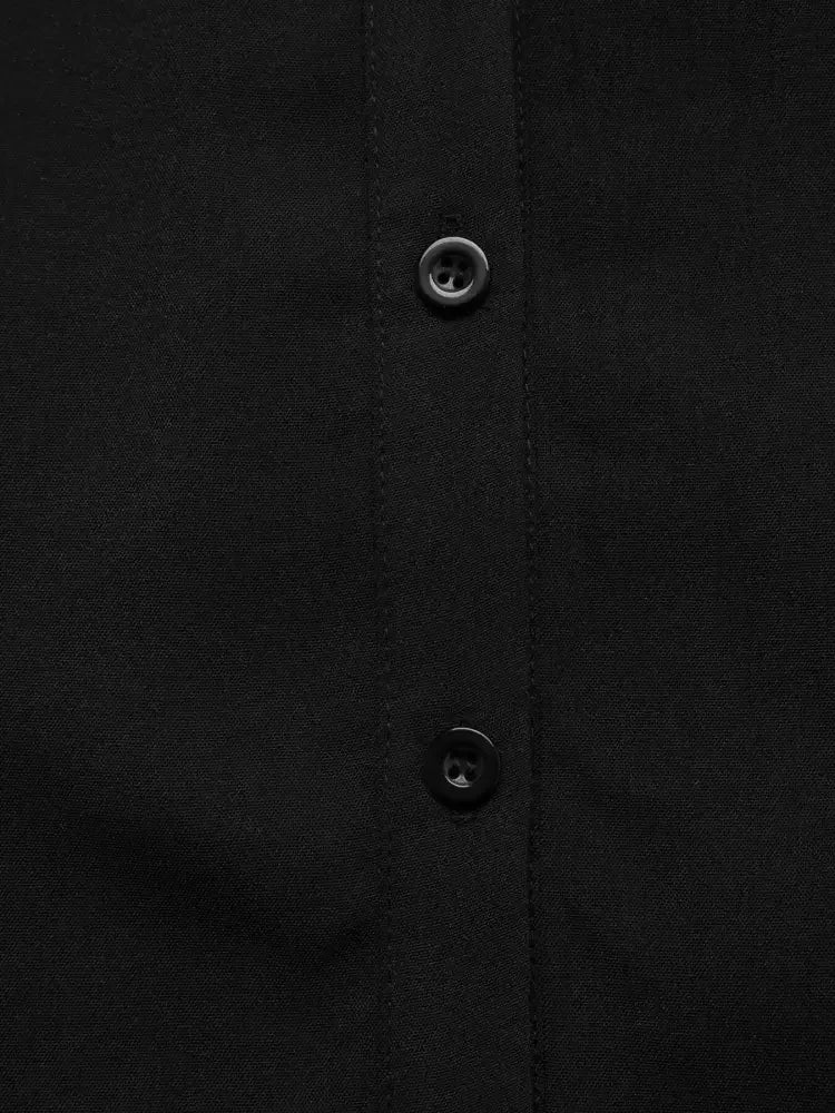 Lace Detail Button-Front Midi Shirt Dress