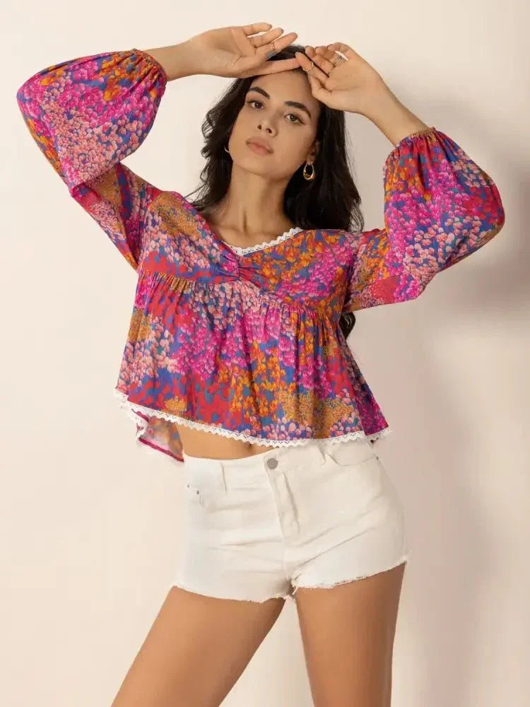 Lace Detail Printed Balloon Sleeve Top - Update AvenueT-ShirtsTrendsi100100238951142100100238951142f4706a7a - 22d6 - 4f0f - baaa - 36f62f031885 - Max - OriginFuchsia Pink