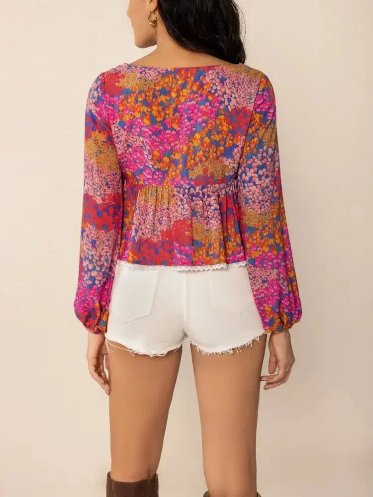 Lace Detail Printed Balloon Sleeve Top - Update AvenueT-ShirtsTrendsi100100238951142100100238951142df6d23a4 - fe4d - 471c - 82ac - cd194dff9aad - Max - OriginFuchsia Pink
