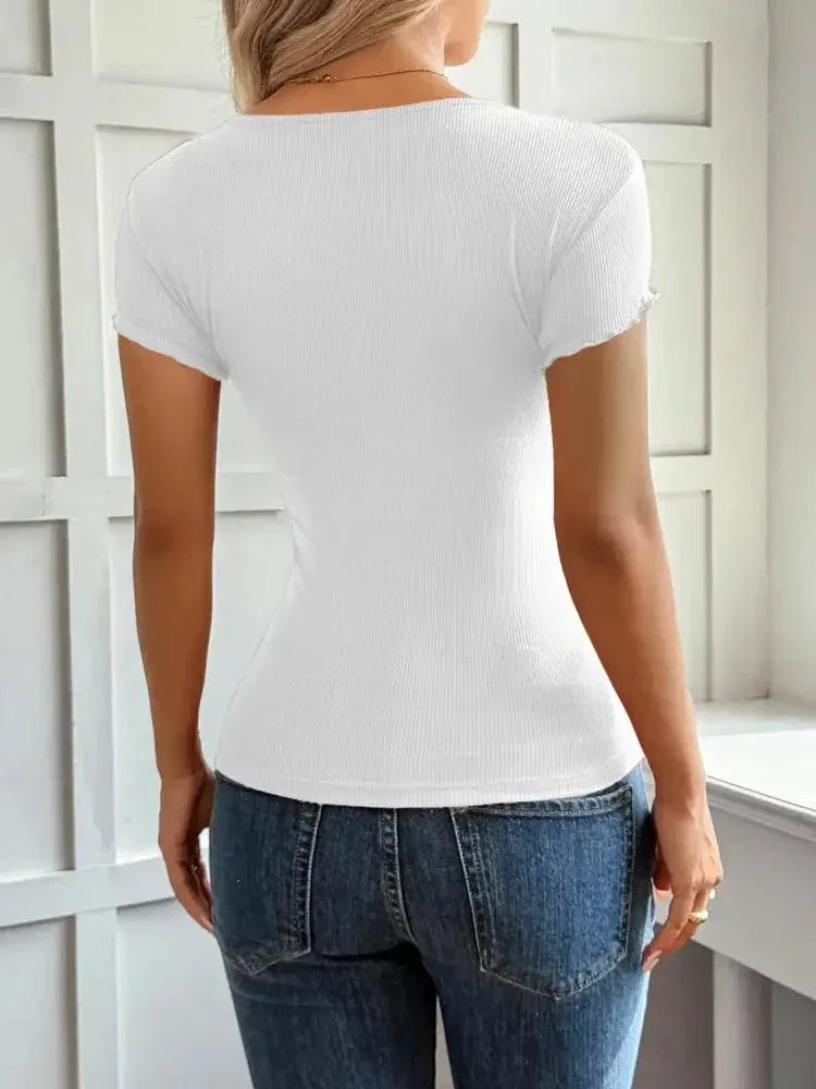 Lace Detail Short Sleeve T-Shirt - Update AvenueT-ShirtsTrendsi100100633646182100100633646182cc83319e154a4fdfae1f41f9fc5fe2c5 - Max - OriginWhite
