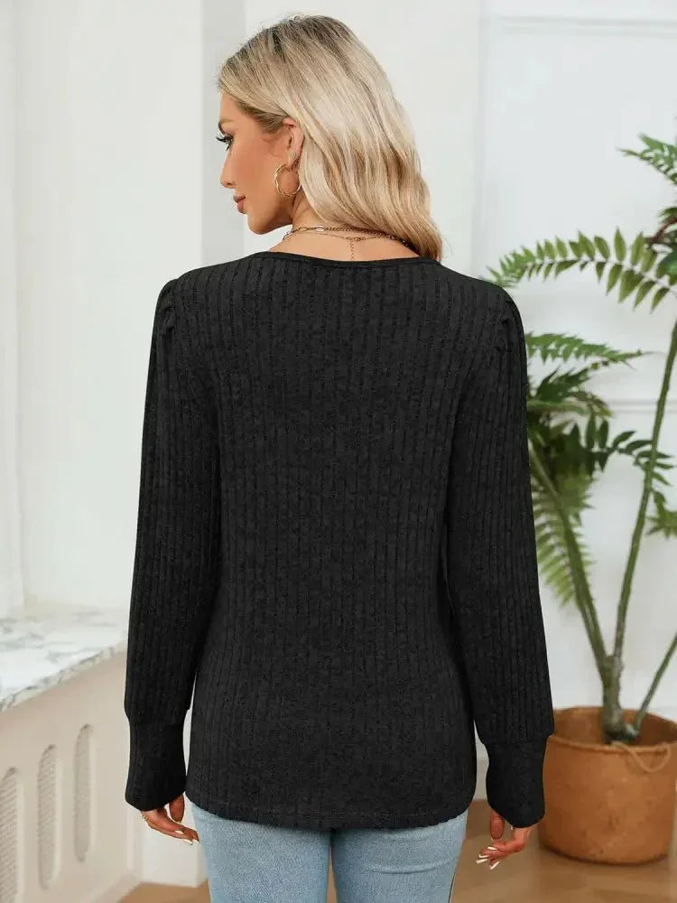 Lace Detail V - Neck Ribbed Blouse - Update AvenueTrendsi1001011539259901001011539259908f66895cd2f444bc8f42734b779dd5e4 - MaxBlack