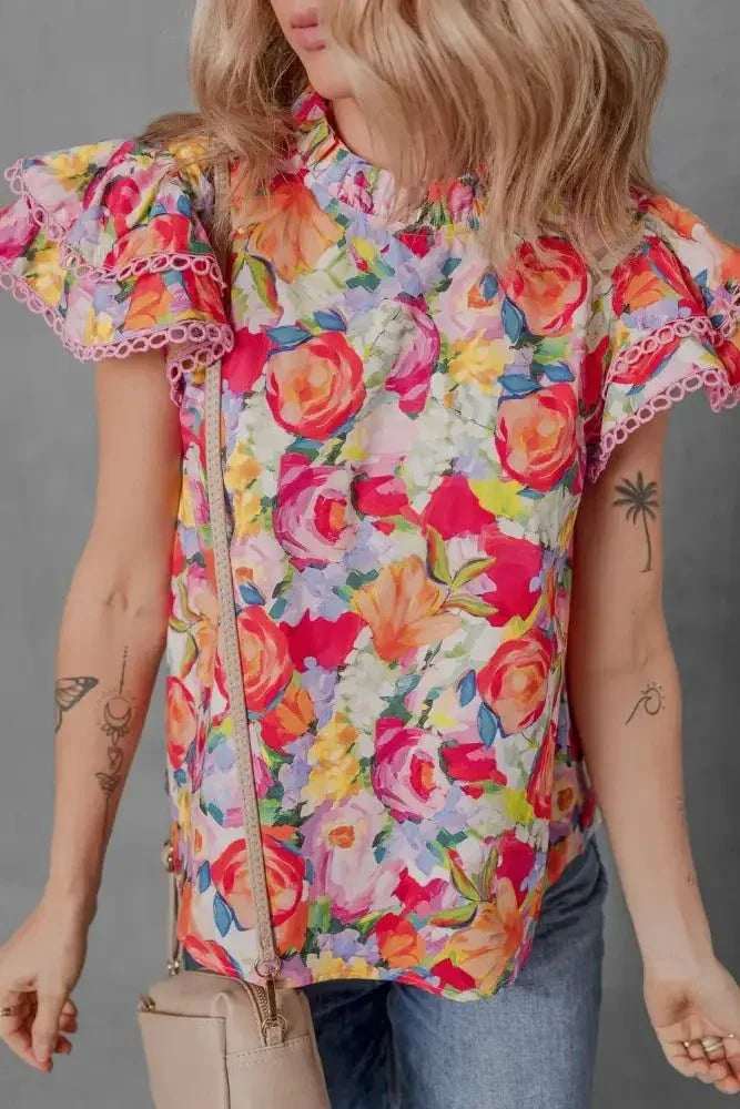 Lace Trim Ruffle Cap Sleeve Floral Blouse - Update AvenueTrendsi100100576154597100100576154597eda6a757 - 63b8 - 4986 - 91e2 - 5875f84581ff - MaxFloral