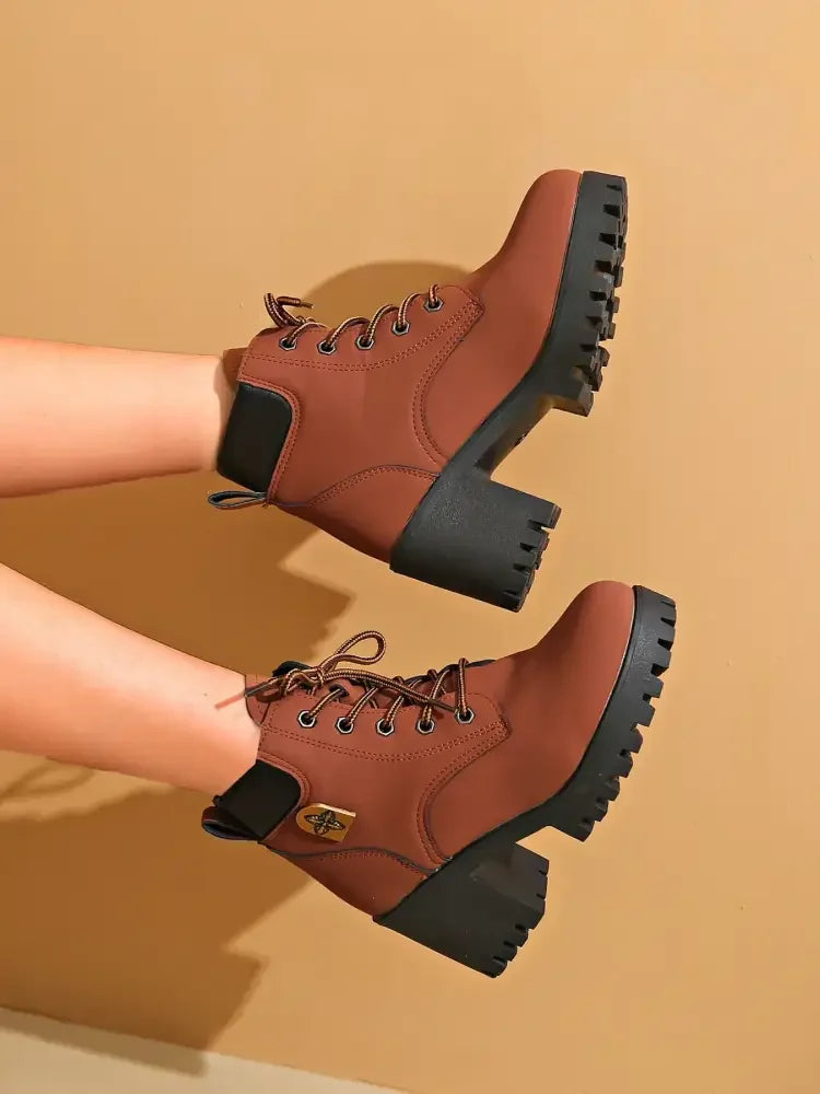 Lace Up Block Heel Boots